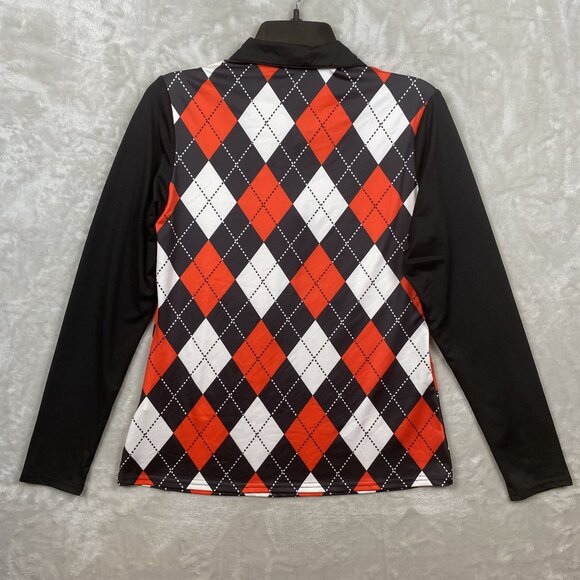 Soneven Long Sleeve Argyle Print Collared Shirt Small 88% Polyester 12% Elastane - Picture 6 of 8